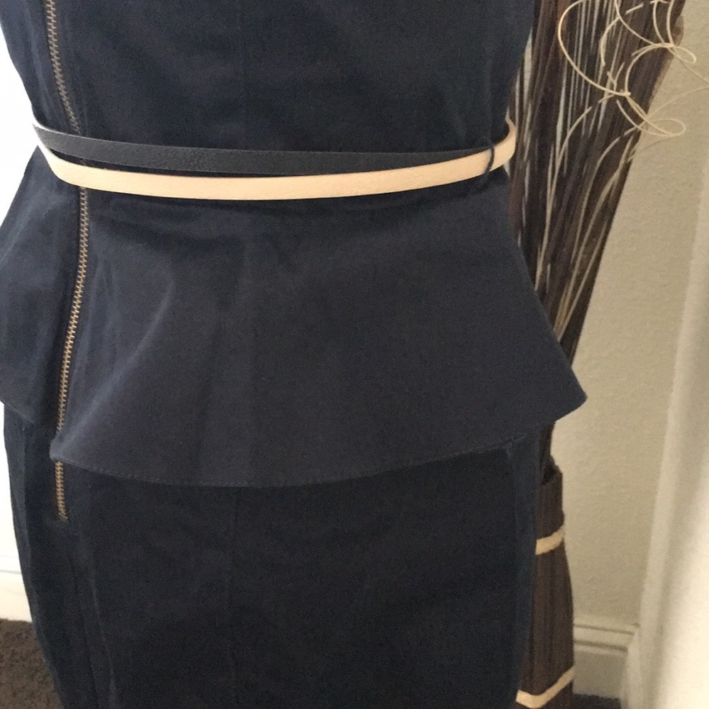 NWOT - XOXO Dark Blue Peplum Waist Career Dress - Picture 7 of 9